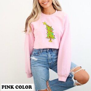 Whimsical Christmas Tree Sweatshirt Festive Holiday Graphic 81
